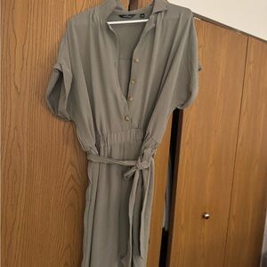 Mlle Gabrielle Khaki Jumpsuit with Collar
